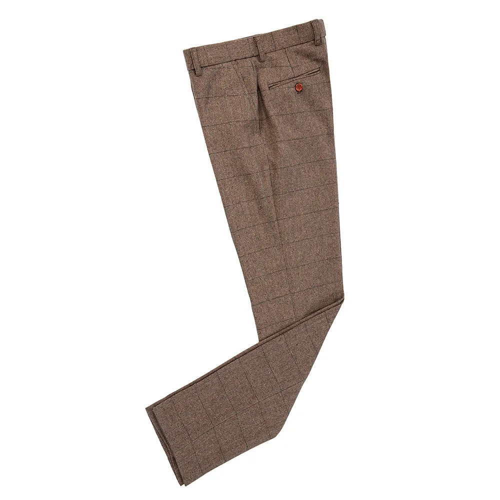 Brown Estate Herringbone Tweed 3 Piece Suit