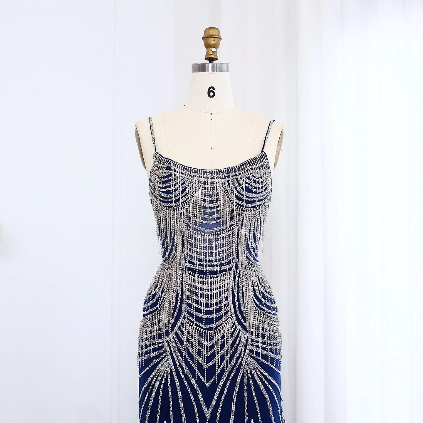 Luxury Tassel Spaghetti Mermaid Evening Dress SS029